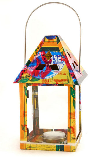 African Fixe Reverse Glass Painted Lantern